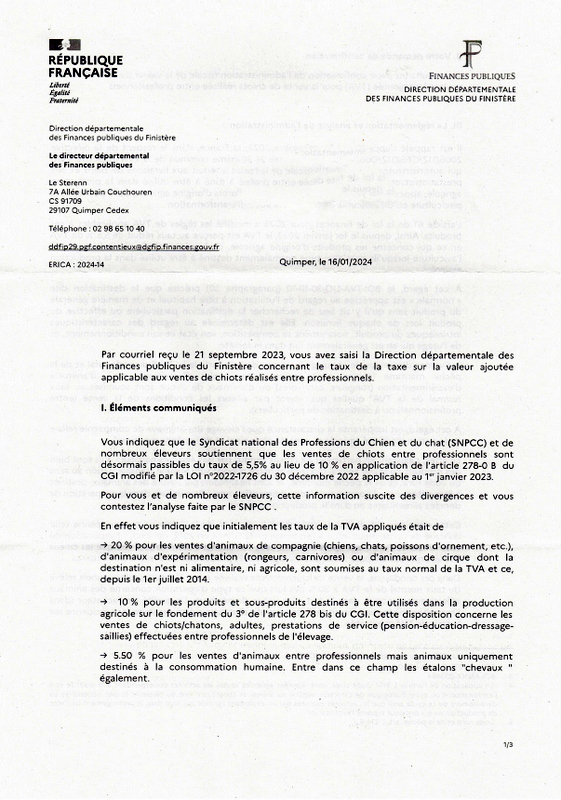 taux TVA courrier 1