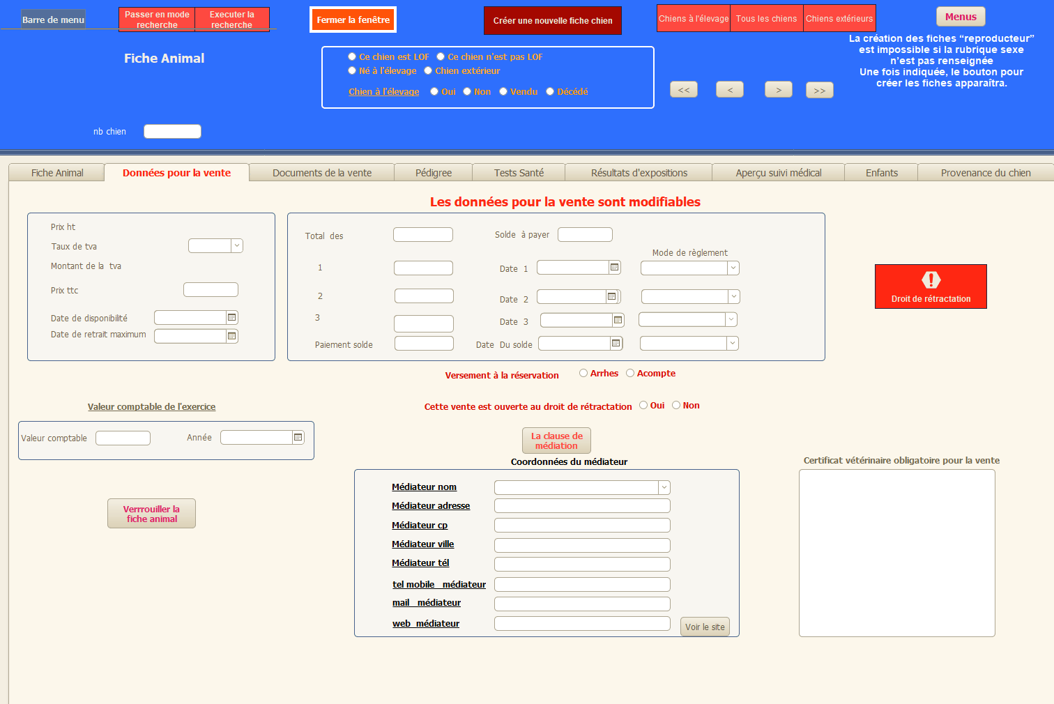 Cliquer pour agrandir donnees pour la vente