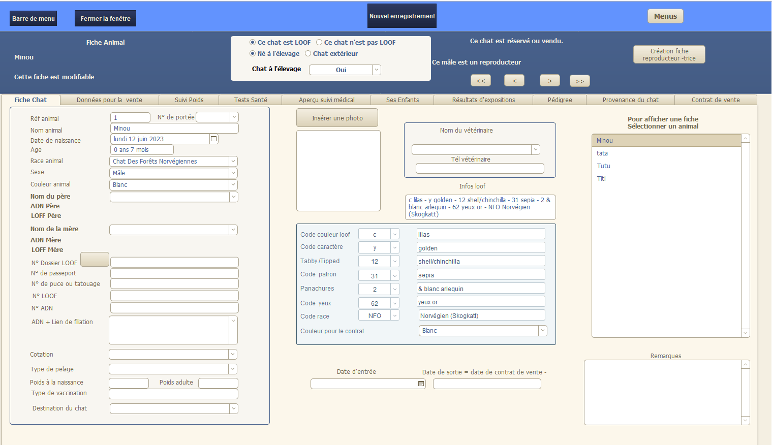 Cliquer pour agrandir Fiche chat