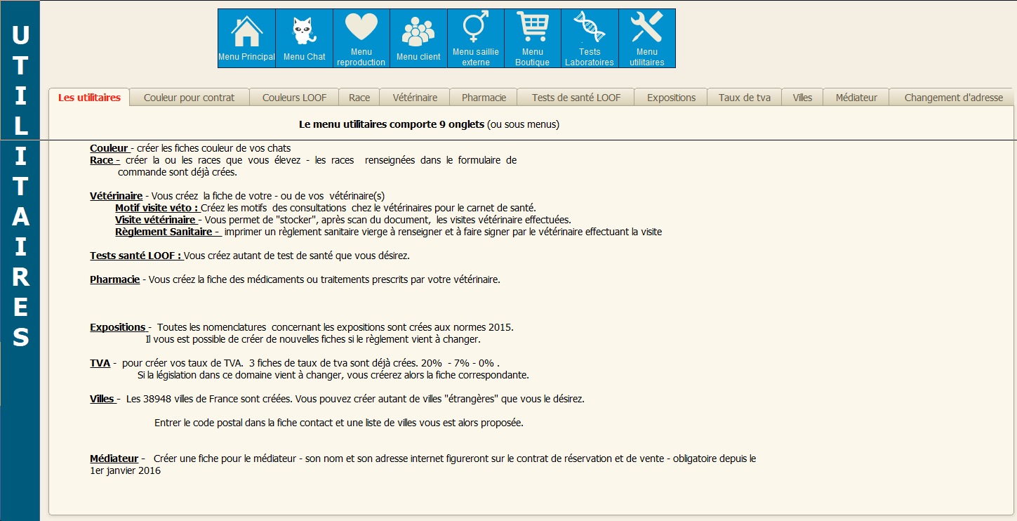 Cliquer pour ouvrir menu utilitaire